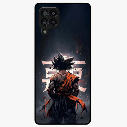 Dark Warrior In Rain Glass Case showing flat back view with warrior artwork in rainy atmosphere and glossy glass finish.