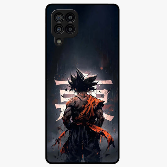 Dark Warrior In Rain Glass Case showing flat back view with warrior artwork in rainy atmosphere and glossy glass finish.