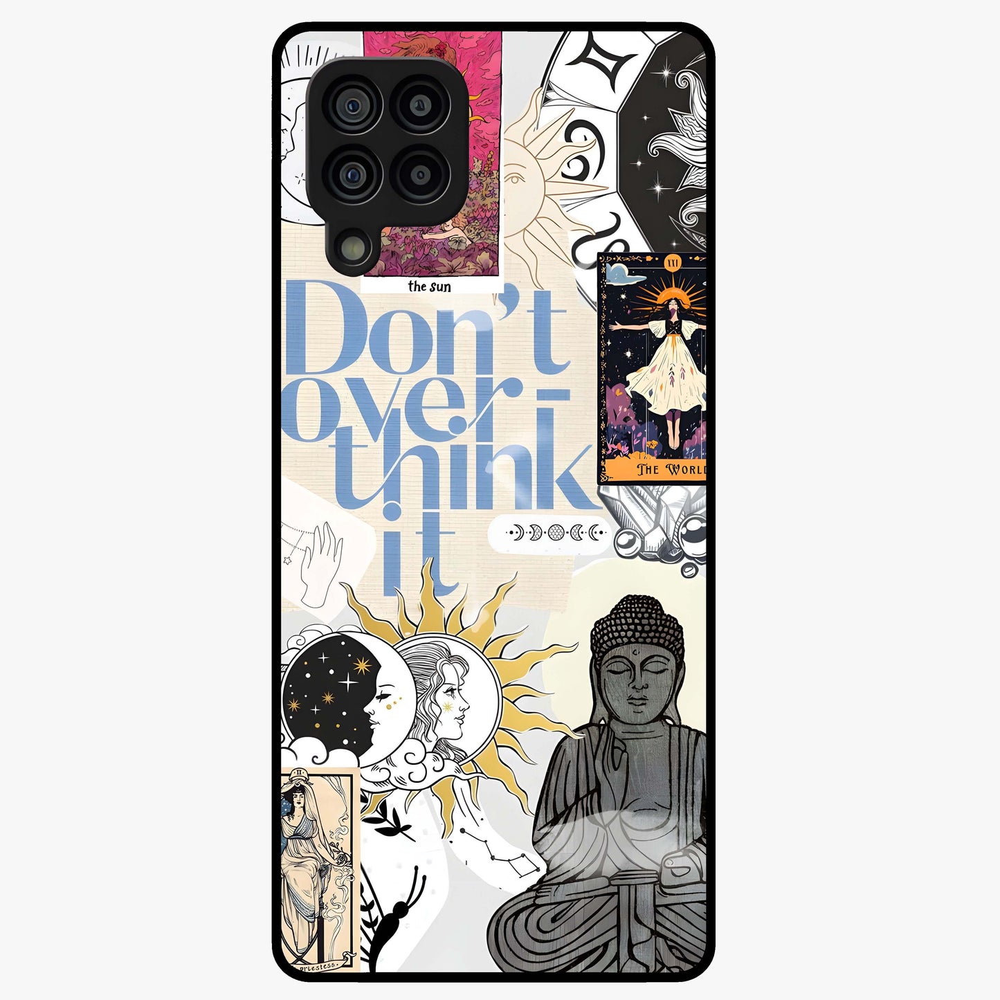 Ethereal Thoughts Glass Case showing flat back view with dreamy artistic artwork and glossy glass finish.