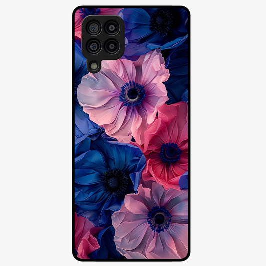 Flower Paper Art Pattern Glass Case showing flat back view with paper cut style floral artwork and glossy glass finish.