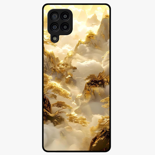 Gates Of Illumination Glass Case showing flat back view with mystical illuminated gate artwork and glossy glass finish.