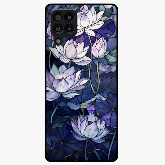 Gloss Petal Rush Glass Case showing flat back view with glossy flower petal artwork and smooth glass finish.