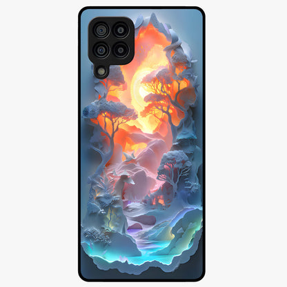 Glow Forest Portal Glass Case showing flat back view with glowing forest portal artwork and glossy glass finish.