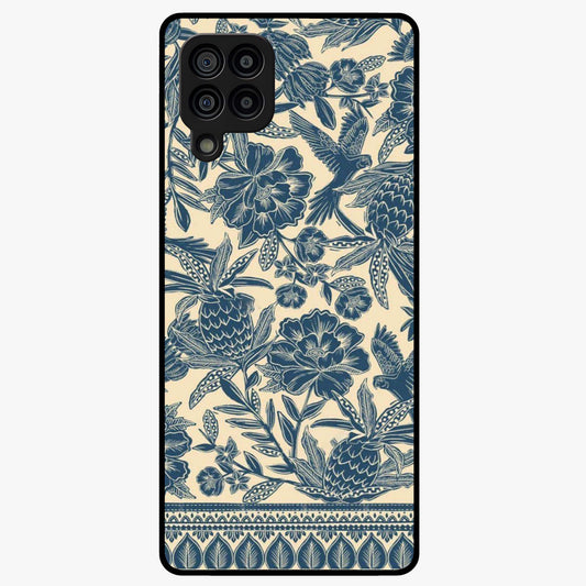 Heirloom Wild Bloom Glass Case showing flat back view with vintage inspired wild flower artwork and glossy glass finish.