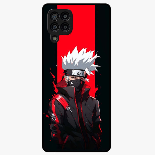 Kakashi Scarlet Shadow Glass Case showing flat back view with powerful anime ninja artwork and glossy glass finish.