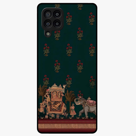 Macmerise Glass Case showing flat back view with stylish modern artwork and glossy glass finish.