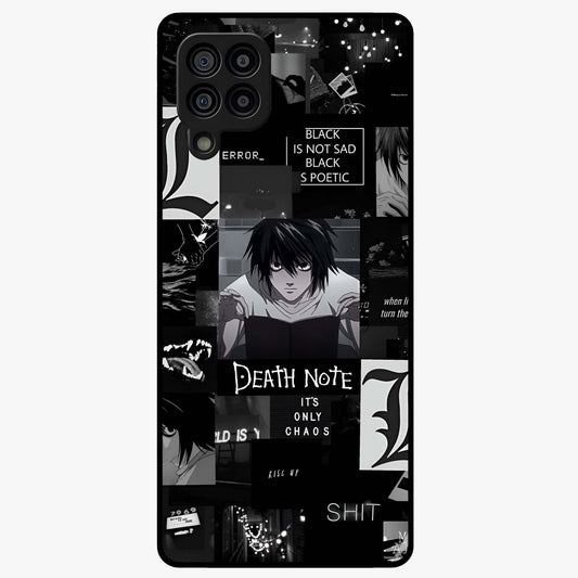 Midnight Chaos Mind Glass Case showing flat back view with abstract dark themed artwork and glossy glass finish.