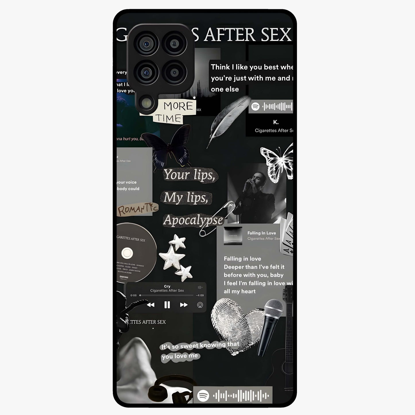 Midnight Love Echo Glass Case showing flat back view with romantic midnight themed artwork and glossy glass finish.