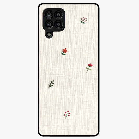 Minimal Petal Whispers Glass Case showing flat back view with soft minimal floral artwork and glossy glass finish.