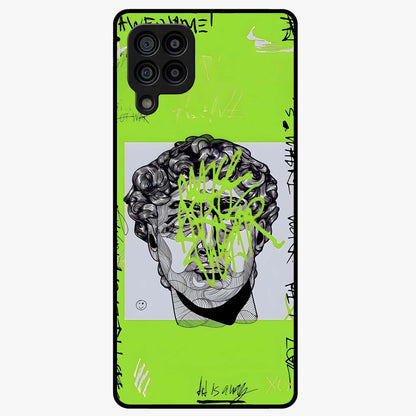 Neo Graffiti Rebellion Glass Case showing flat back view with vibrant graffiti artwork and glossy glass finish.