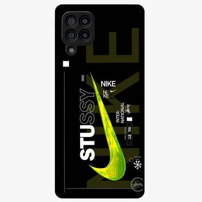 Neon Street Edition Glass Case showing flat back view with neon street style artwork and glossy glass finish.
