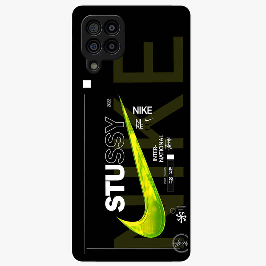 Neon Street Edition Glass Case showing flat back view with neon street style artwork and glossy glass finish.