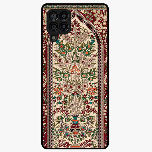 Persian Inspired Glass Case showing flat back view with ornate Persian style pattern artwork and glossy glass finish.