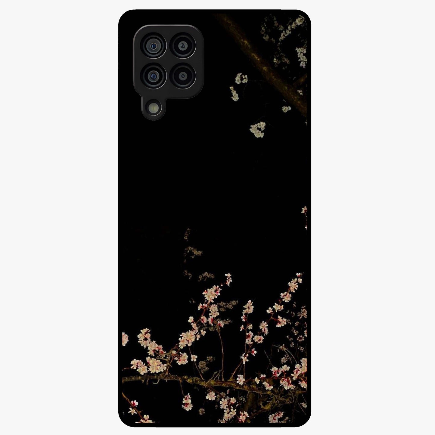 Petal Moon Light With Custom Name Glass Case showing flat back view with floral moonlight artwork and personalized name design.