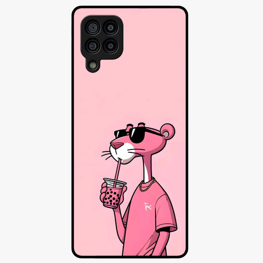 Pink Panther Glass Case showing flat back view with iconic pink panther artwork and glossy glass finish.