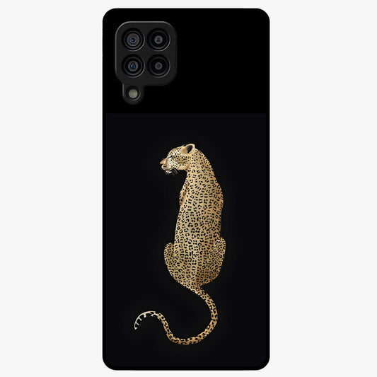Regal Leopard Glass Case showing flat back view with bold leopard artwork and glossy glass finish.