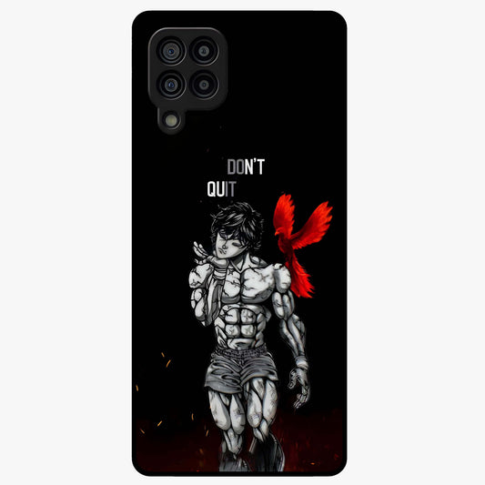 Rise Beyond Limits Glass Case showing flat back view with motivational typography artwork and glossy glass finish.
