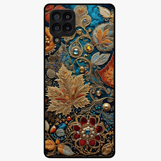 Royal Jewel Garden Glass Case showing flat back view with decorative floral garden artwork and glossy glass finish.