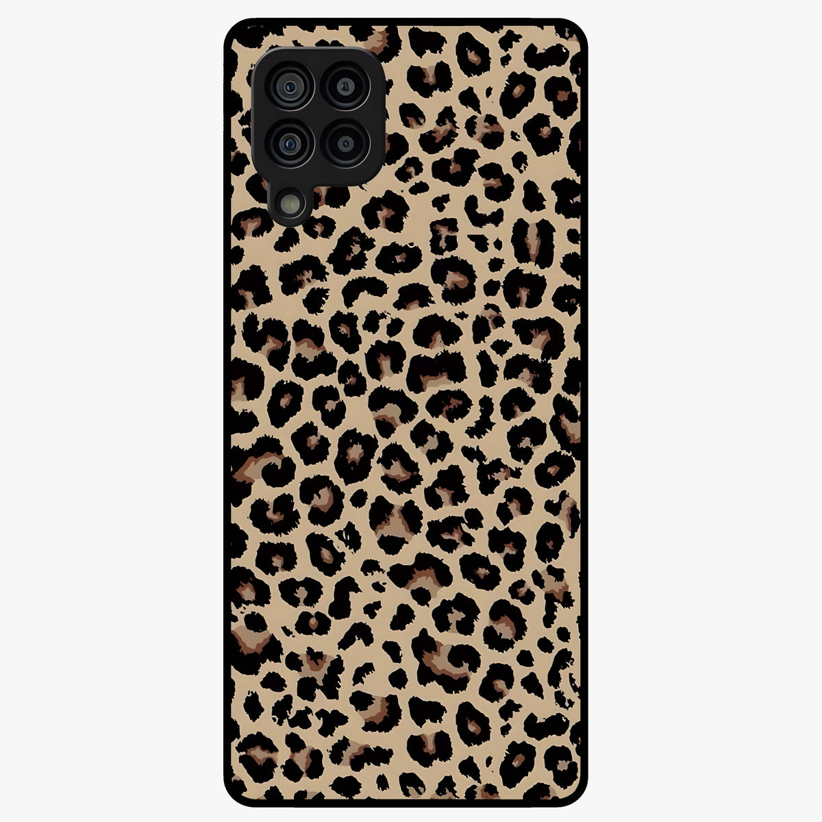 Savage Chic Pattern Glass Case showing flat back view with stylish patterned artwork and glossy glass finish.