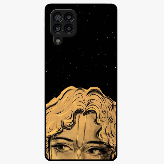 Shri Krishna Art Glass Case showing flat back view with devotional Krishna artwork and glossy glass finish.