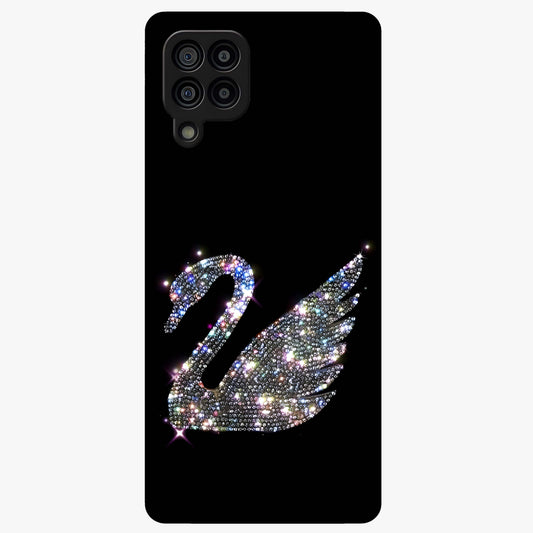 Starlit Swan Grace Glass Case showing flat back view with graceful swan artwork under starry sky and glossy glass finish.