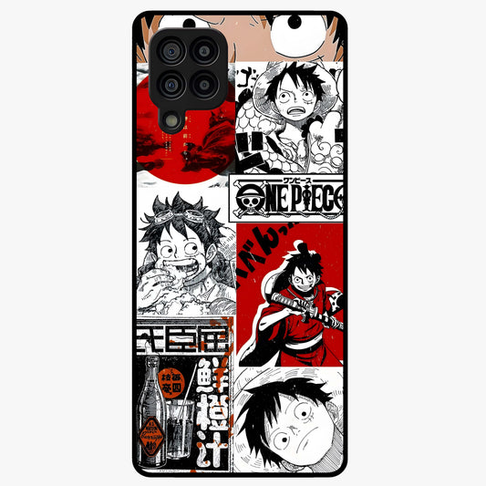 Strawhat Chaos Panels Glass Case showing flat back view with anime inspired chaos panel artwork and glossy glass finish.
