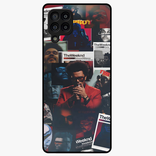 The Weeknd Glass Case showing flat back view with music inspired artistic portrait artwork and glossy glass finish.