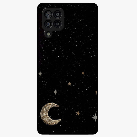 Twinkle Star With Half Moon Glass Case showing flat back view with star and half moon artwork and glossy glass finish.