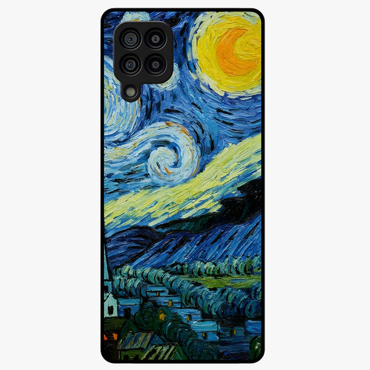 Van Gogh Art Glass Case showing flat back view with classic painterly artwork inspired by Van Gogh style and glossy glass finish.