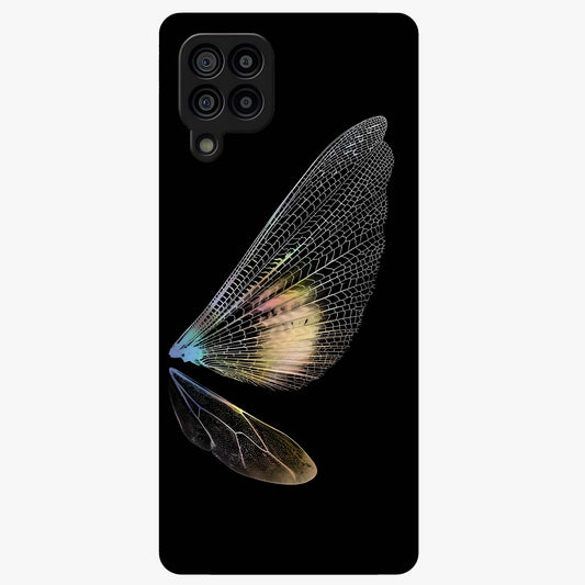 Whispers Of Wings Glass Case showing flat back view with graceful wing inspired artwork and glossy glass finish.