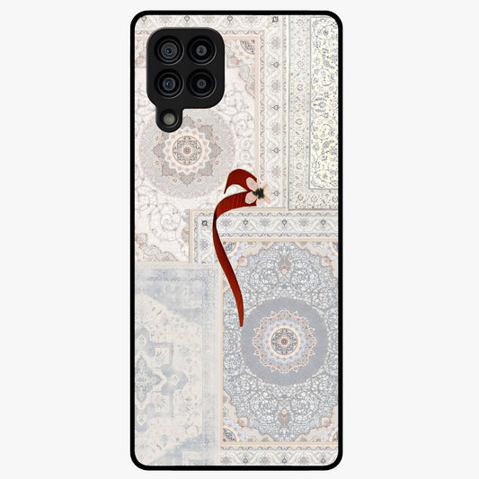 White Aesthetic Bow Glass Case showing flat back view with minimal bow artwork and glossy glass finish.