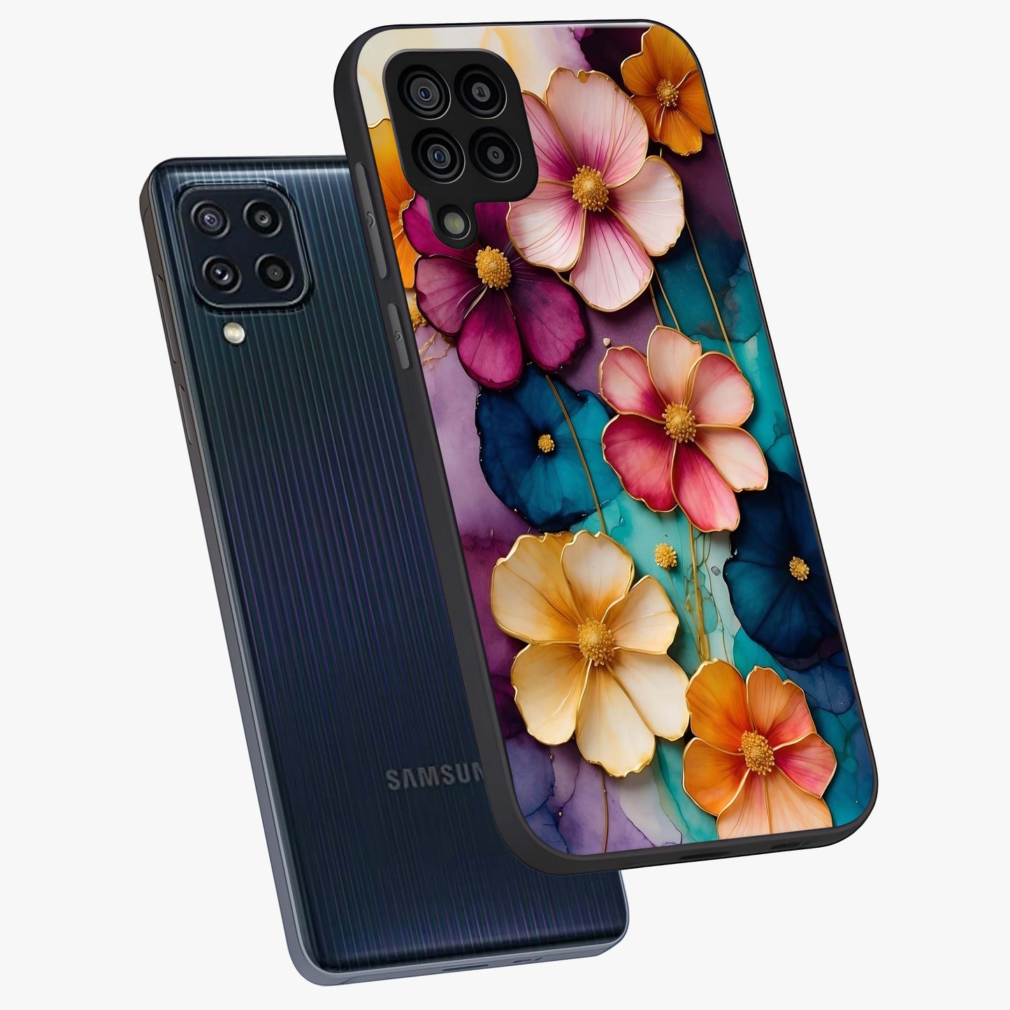 Artlyn Grace Flower Pattern Glass Case displayed in angled mockup highlighting delicate flower pattern design and smooth glass surface.