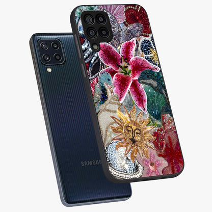 Beaded Garden Fantasy Glass Case displayed in angled mockup highlighting fantasy inspired floral bead pattern.