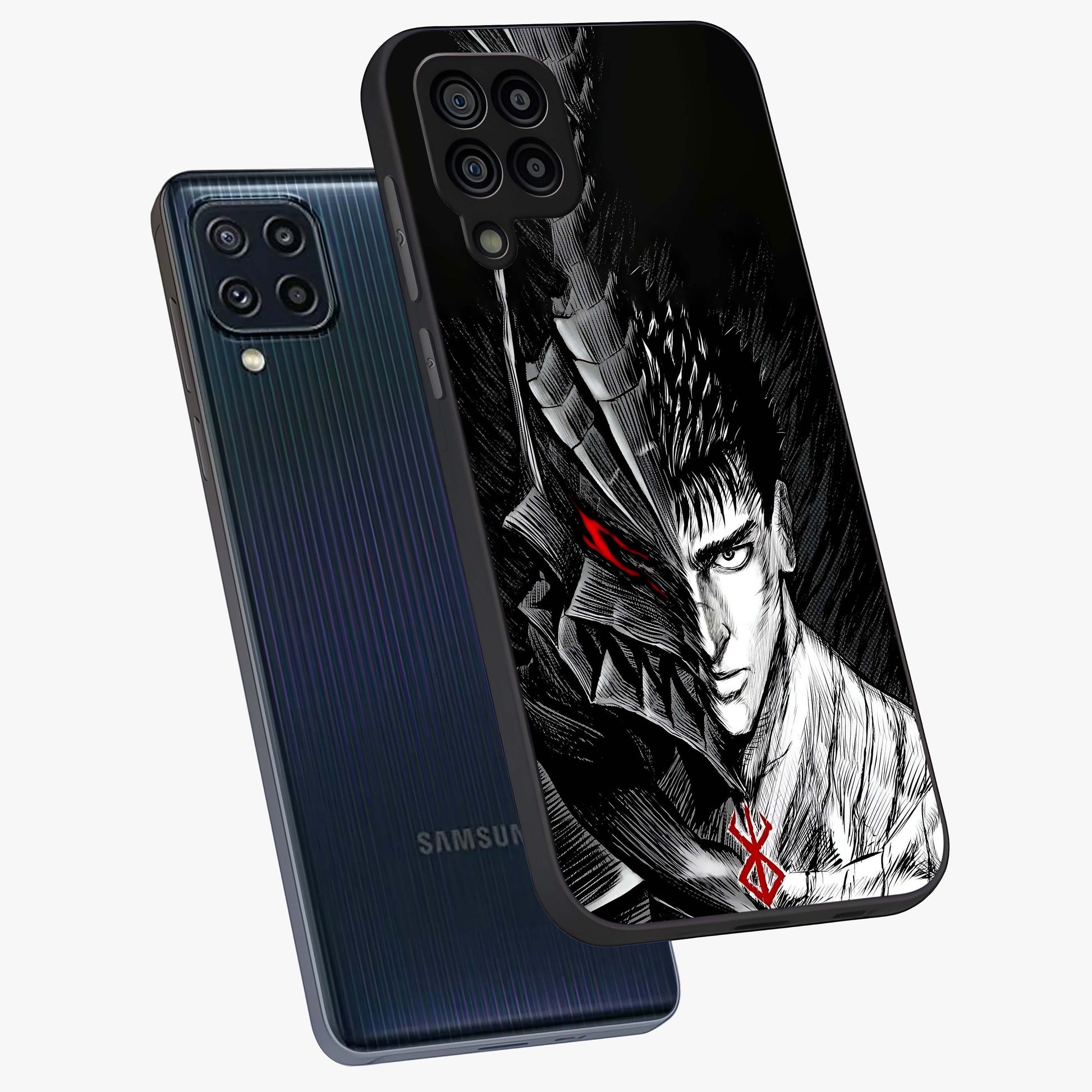 Berserker Blood Oath Glass Case displayed in angled mockup highlighting dark fantasy graphic design and powerful theme.