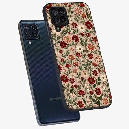 Biege Flower With Leaf Glass Case displayed in angled mockup highlighting minimal floral leaf design and elegant aesthetic.
