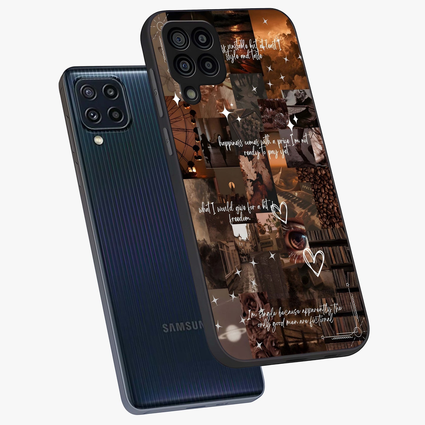 Bittersweet Aesthetic Chaos Glass Case displayed in angled mockup highlighting expressive abstract artwork and edgy aesthetic theme.