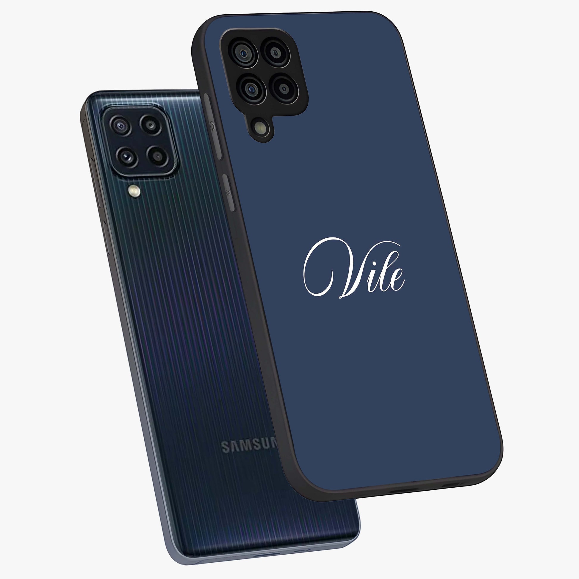 Blue Vintage Floral Pattern Glass Case showing flat back view with elegant vintage floral artwork and glossy glass finish.