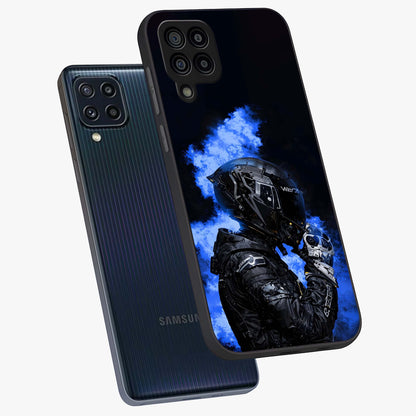 Cyber Sentinel Protocol Glass Case displayed in angled mockup highlighting digital cyber design with sci-fi aesthetic style.