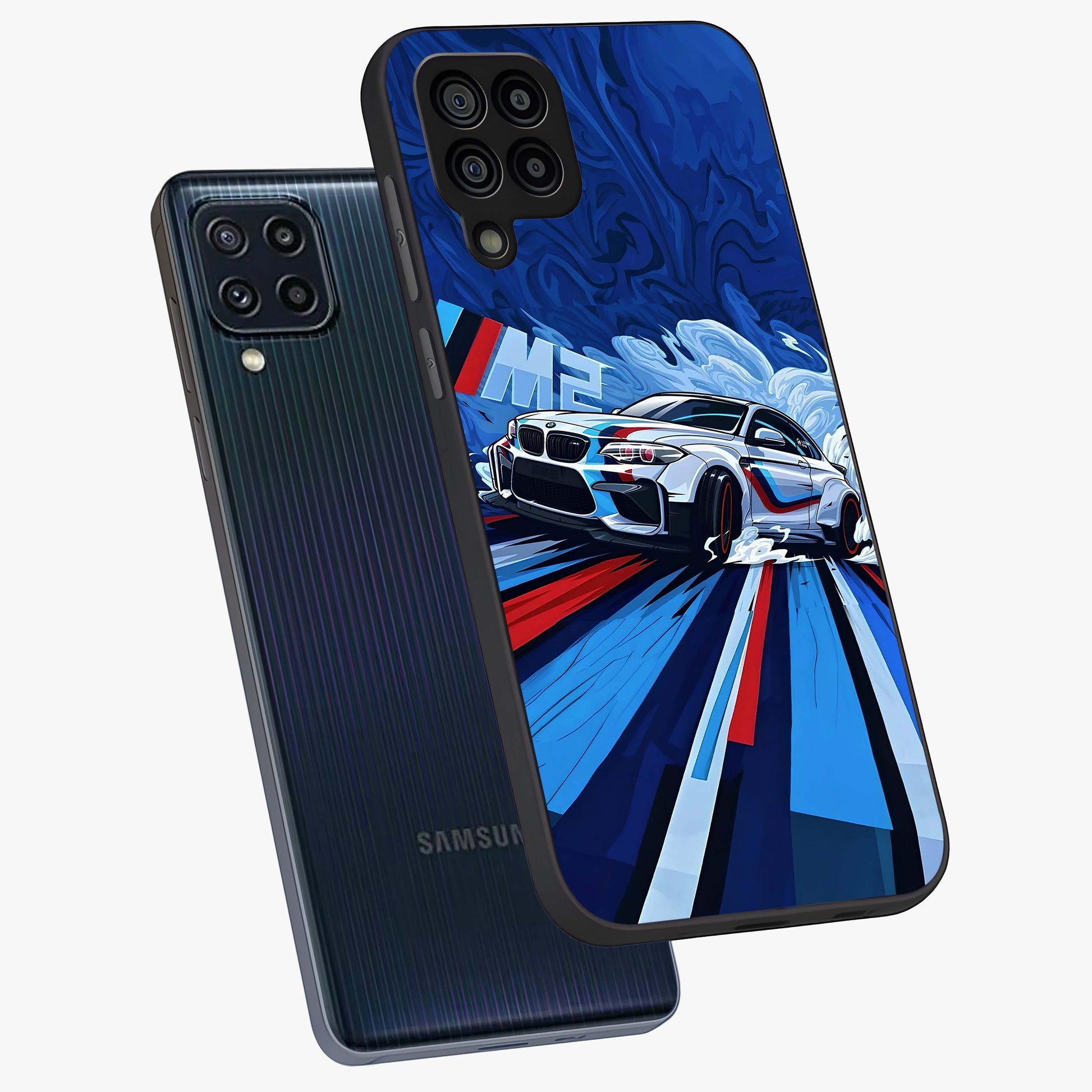 Drift Power Rush Glass Case displayed in angled mockup highlighting powerful drift car design with sporty aesthetic style.