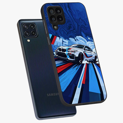 Drift Power Rush Glass Case displayed in angled mockup highlighting powerful drift car design with sporty aesthetic style.