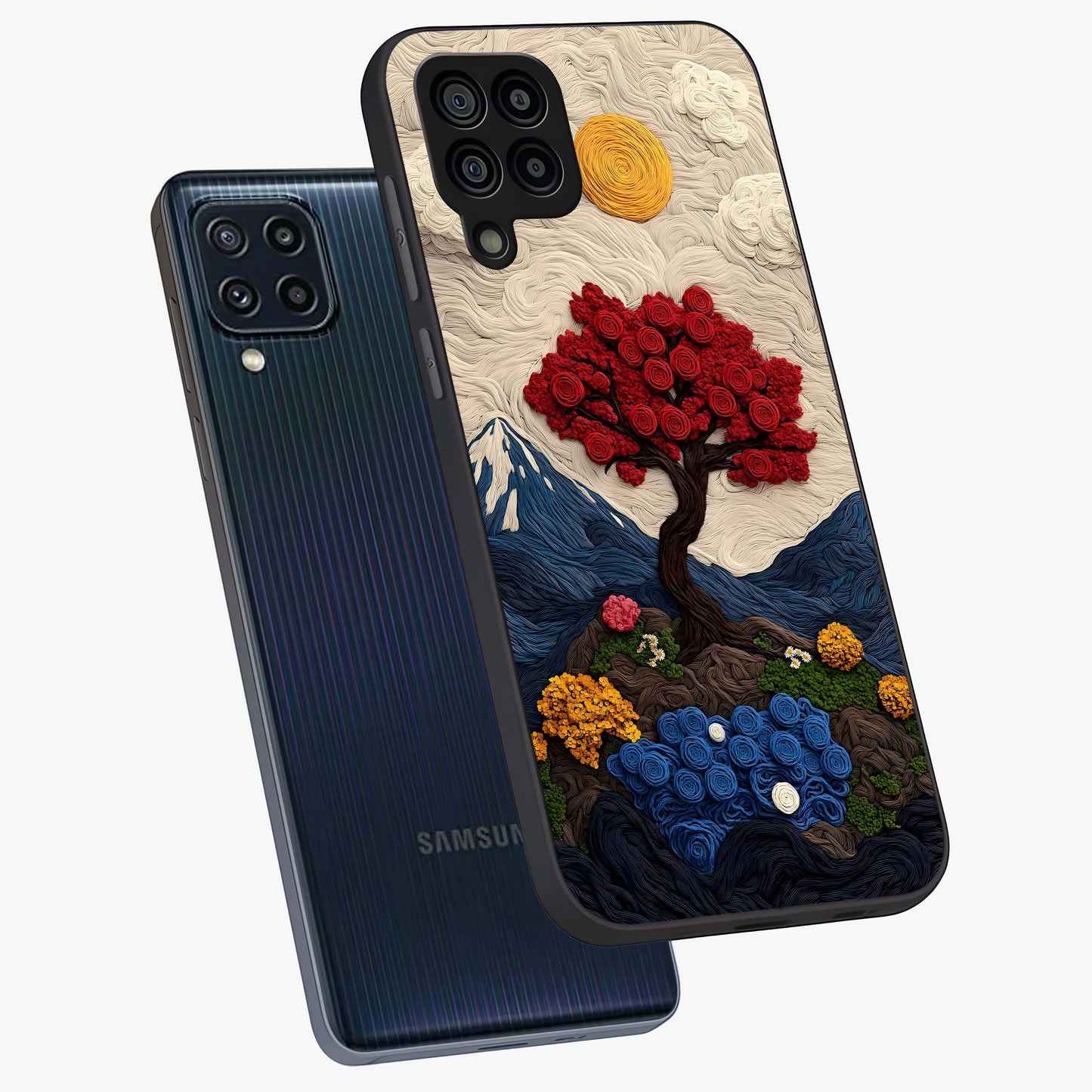 Eternal Nature Tapestry Glass Case displayed in angled mockup highlighting detailed botanical pattern with artistic aesthetic.