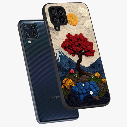 Eternal Nature Tapestry Glass Case displayed in angled mockup highlighting detailed botanical pattern with artistic aesthetic.