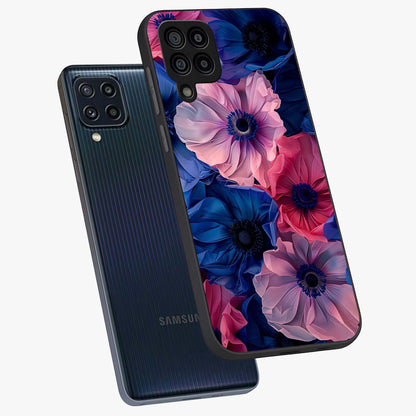 Flower Paper Art Pattern Glass Case displayed in angled mockup highlighting layered paper flower design with artistic aesthetic.