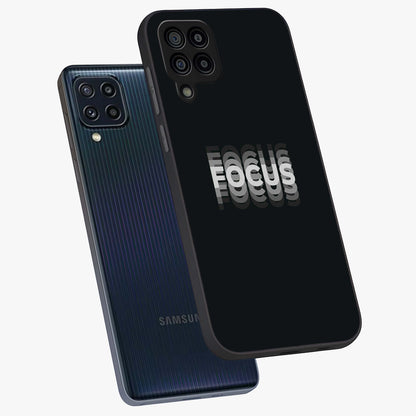 Focus Mode On Glass Case displayed in angled mockup highlighting clean minimal text artwork with modern aesthetic style.