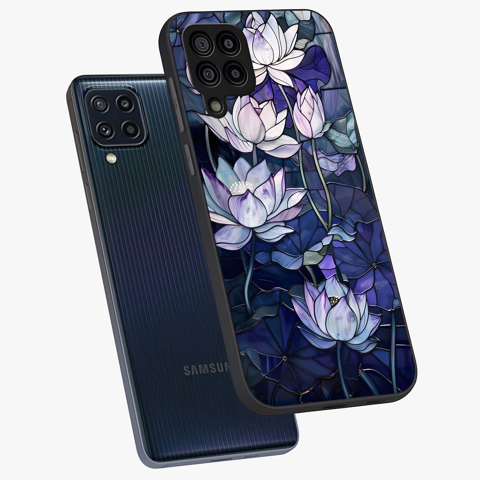 Gloss Petal Rush Glass Case displayed in angled mockup highlighting vibrant petal design with elegant floral aesthetic.