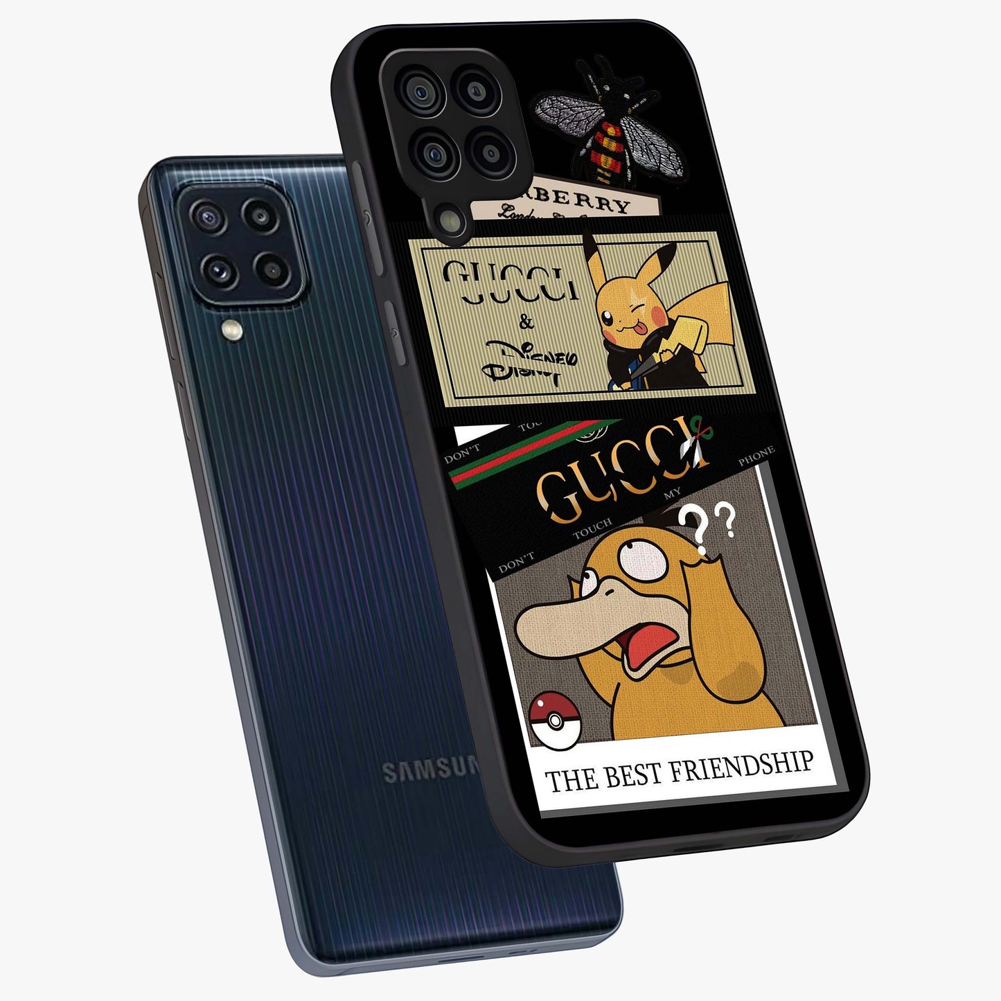 Gucci Play Mashup Glass Case displayed in angled mockup highlighting stylish fashion mashup design with bold aesthetic.