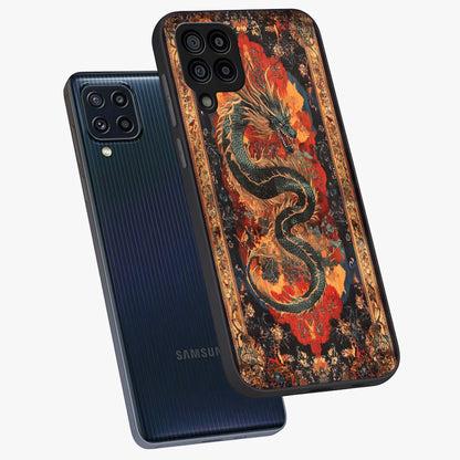 Inferno Dragon Soul Glass Case displayed in angled mockup highlighting powerful dragon illustration with inferno aesthetic.