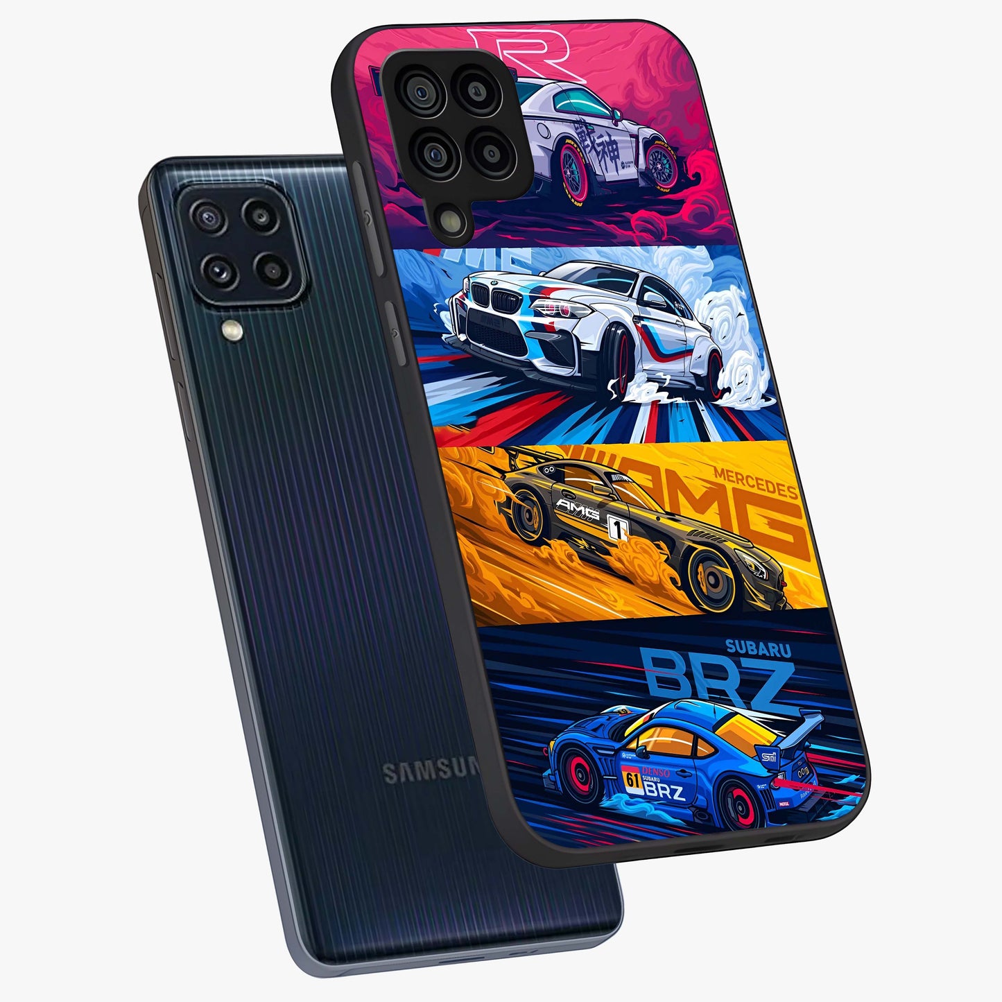 JDM Sports Car Glass Case displayed in angled mockup highlighting sleek Japanese racing car design with automotive aesthetic.