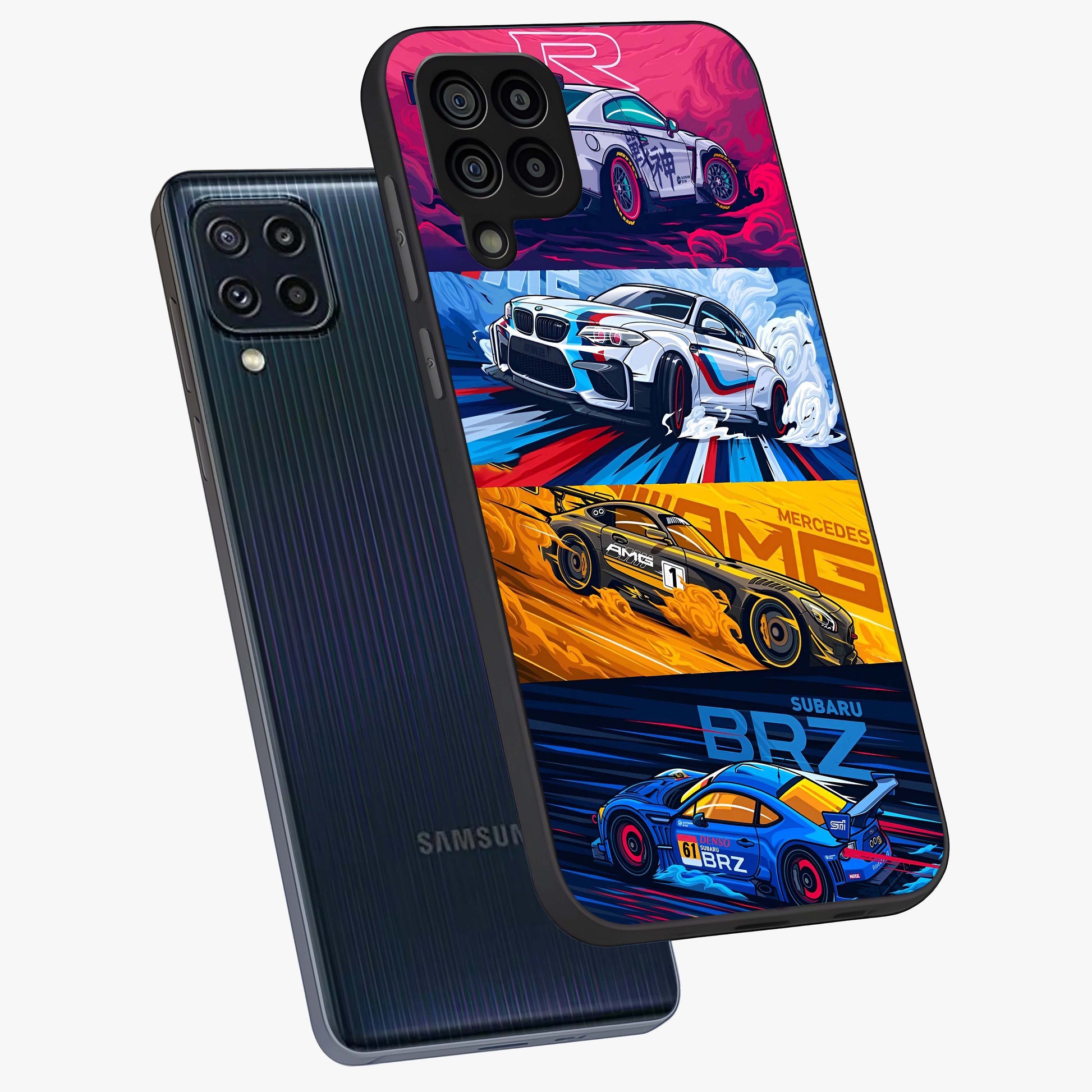 JDM Sports Car Glass Case displayed in angled mockup highlighting sleek Japanese racing car design with automotive aesthetic.