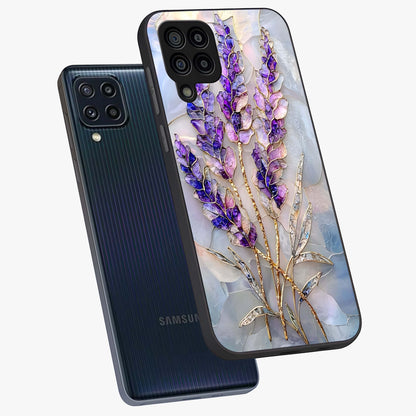 Lavender Dream Glow Glass Case displayed in angled mockup highlighting dreamy purple glow design with soft artistic style.